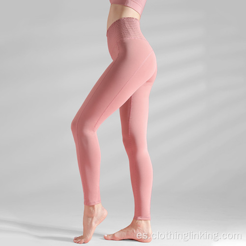 Leggings elásticos de yoga de entrenamiento de cintura alta